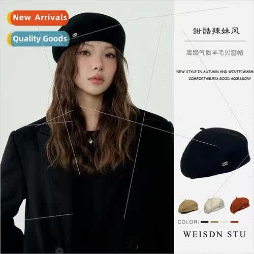 Japan Korea in fall winter wool beret warm black temperament
