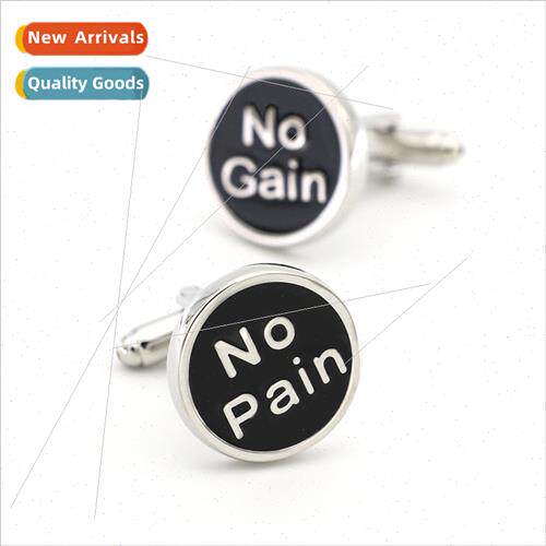 Copper Cufflinks English letters no pain no gain modeling cu