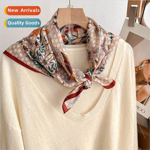 Korea checkerboard grid fashion - square scarf female silk s