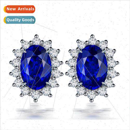 Europe simple classic noble sapphire earrings full set silve