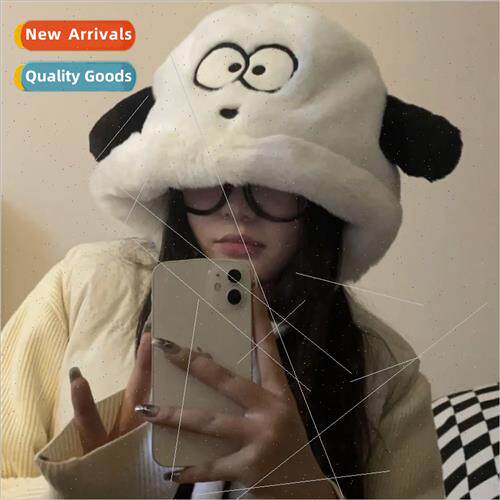 Autumn winter cute cartoon puppy plush hat female cycling wa