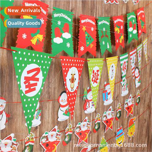 Christmas decorations hanging flags cartoon paper pull flag