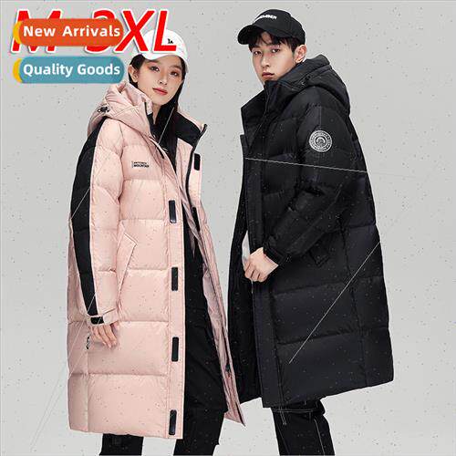Winter new medium-length down jacket men women  loose hooded