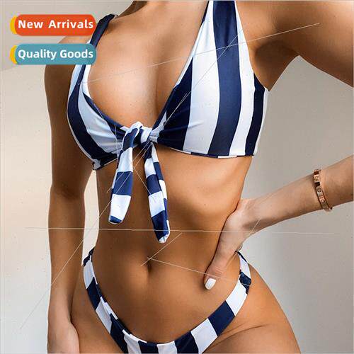 2020 Womens Spl Bikini Striped Swimsu Chest Knot Swimsu Swim