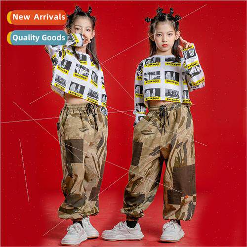 Girls jazz hiphop set dance tide clothing children navel exp