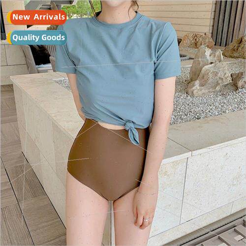 One-piece swimsu womens model Korea ins wind color collision