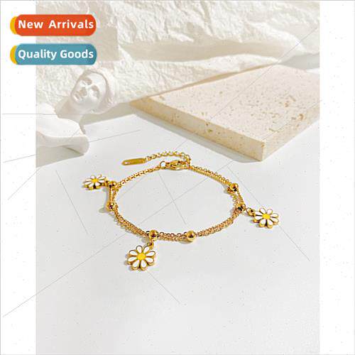 Korea  fashion small daisy stainless steel bracelet sun flow