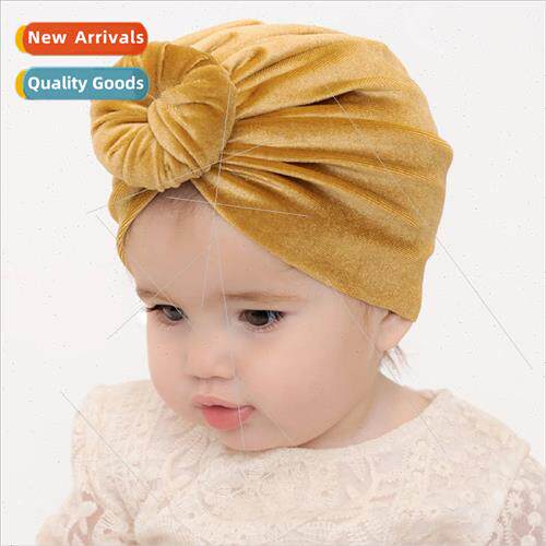 Europe Uned States children gold velvet knot pullover hat 14