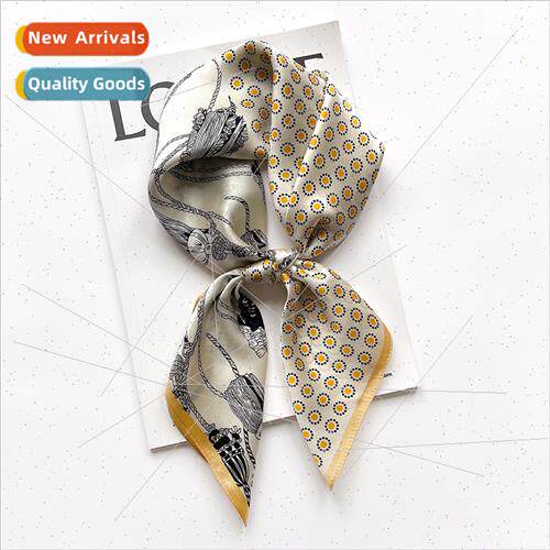 2021 retro fall winter new silk 70 square scarf female dual-