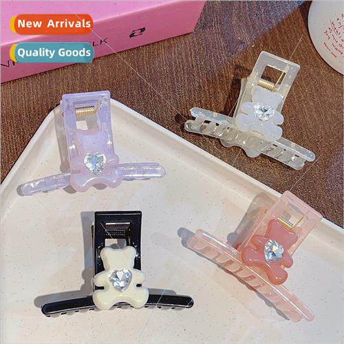 Cute rhinestone bear scratch clip sweet back head hair grip