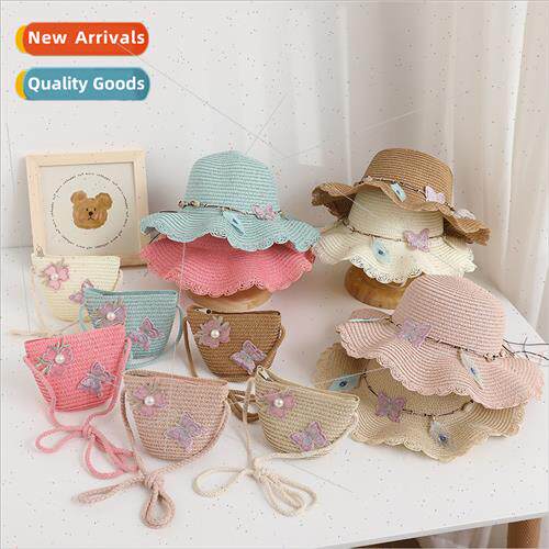 Summer children straw hat flower sun hat cute super cute chi