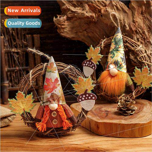 Maple leaf doll rattan circle hanging holiday faceless old m