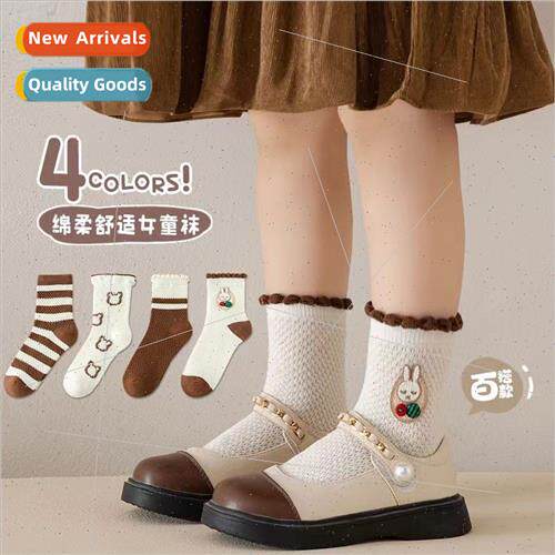 New socks girls spring fall children mid-calf girls middle l