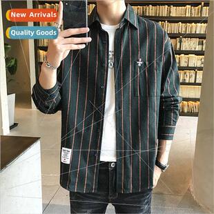 2023 fall Korea spring shirt new Men lapel striped