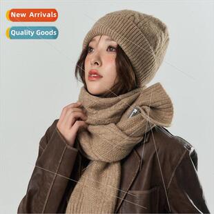 warm wool scarf cap knted color solid blend winter Autumn