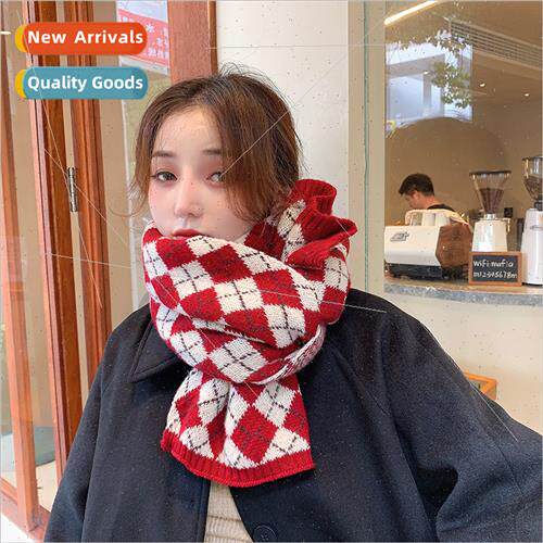 Scarf 2021 winter new Japanese diamond plaid children Korean