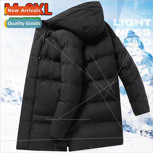 Cotton coat men hooded medium-length thickened large size wi