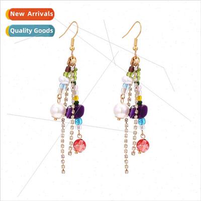 design sense long paragraph tassel handmade beaded earrings