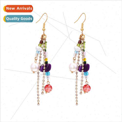 design sense long paragraph tassel handmade beaded earrings