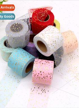 6cm 25 yards hot gold pentagram mesh roll DIY children bow h