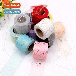6cm 25 yards hot gold pentagram mesh roll DIY children bow h