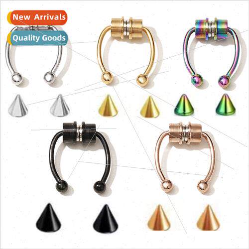 2021 Stainless Steel Magnetic False Nose RingHorseshoe RingN