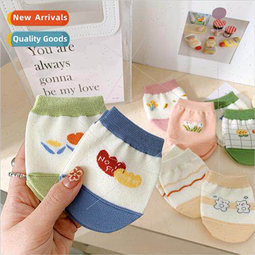 Summer thin socks female sweet cute wind cartoon flowers spr