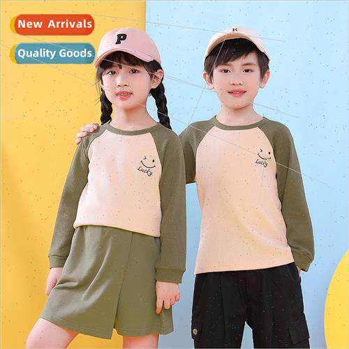 Spring Autumn boys girls waffle bottoming shirt baby Korea s