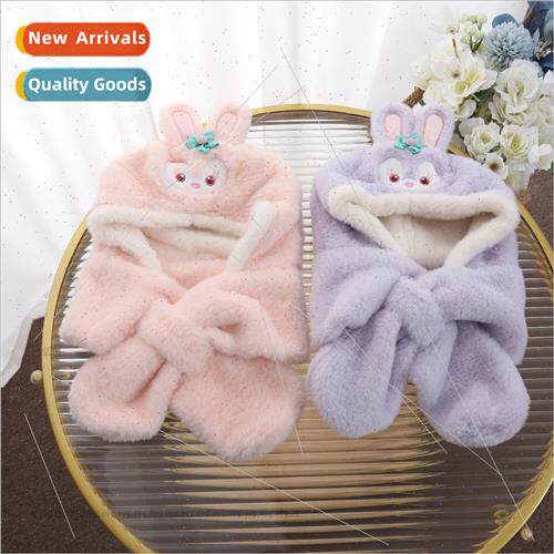Korea  cute rabb children hat padded scarf one winter baby b