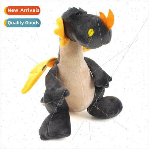 Cartoon fire-breathing dragon yellow winged black dragon pte