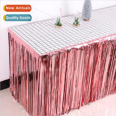 Rain curtain table skirt tassel birthday party dessert table