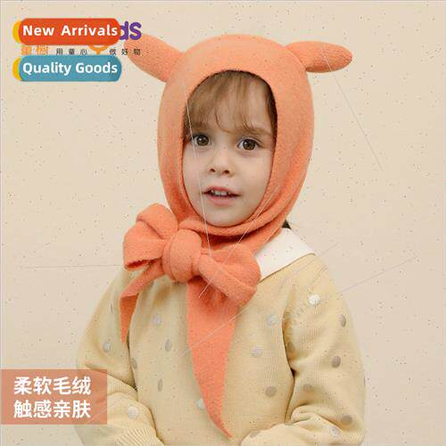 Childrens hats winter warm windproof plush scarf all-in-one