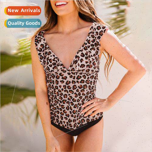 Europe Leopard Print Casual Ladies Swimsu Women Two Piece Tr