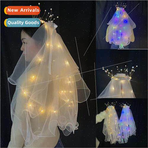 ghted veil wh lights double layer super fairy children veil