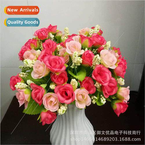 Fake small flowers rose 5 k 15 head green pomegranate rose b