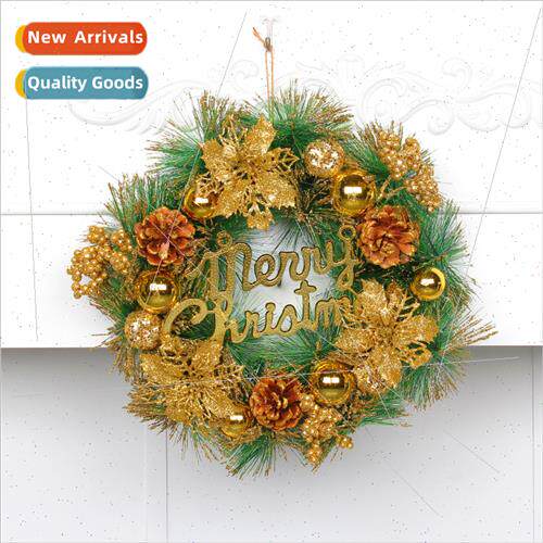 Gold Christmas Flower Rattan Wreath Door Decorations Hotel C