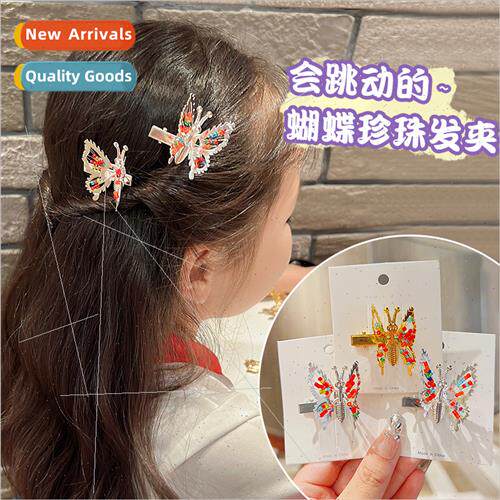 Butterfly hair card will move hair clips pearl clips ltle gi