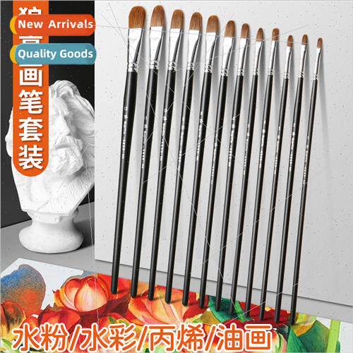 Gouache Pen Set Wolf Hair Fine Art Raw Acrylic Brushes Duck