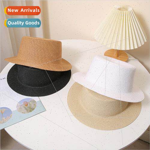 Thin braid flat top women straw hat short brim men Englhat s