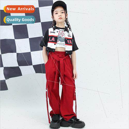 Jazz dance costumes girls biker wind short-sleeved su practi
