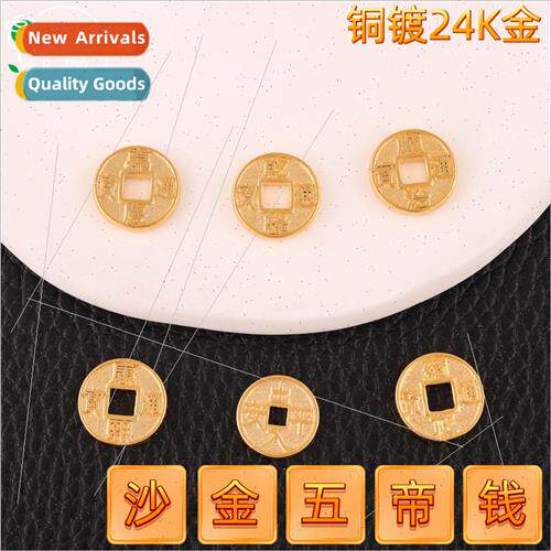 Five Emperor copper money DIY trans red hrope anklet men wom