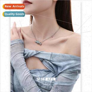 Navy blue oil drip candy necklace small pearl fashion sweet