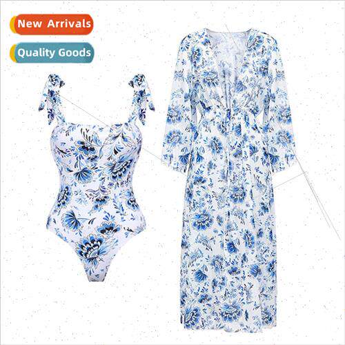 2023 Europe New Printed One Piece Swimsu Women Vacation Beac