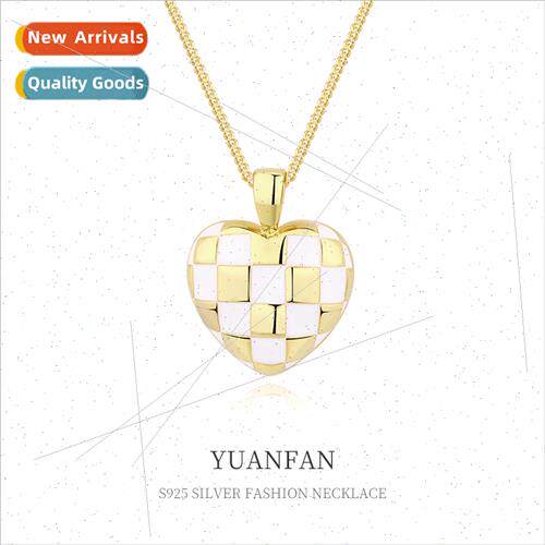 925 silver Love Heart Tessellation Necklace Women ins Stacki