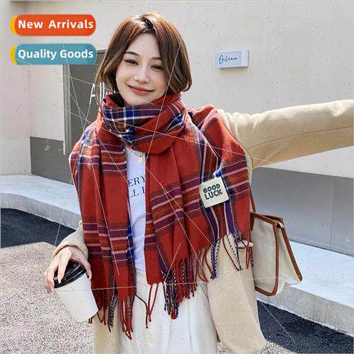 Plaid imation cashmere scarf female fall winter Korea fashio