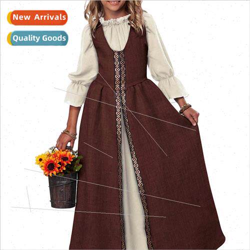 Halloween new medieval court  costumes childrens long dress