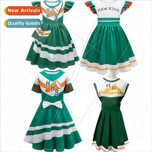 Summer Girls Cheerleader Short Sleeve Dresses Stranger Thing图片