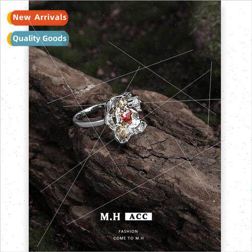 Love zirconia flower ring women open delicate finger ring sw
