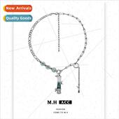 peace button necklace Bamboo chain pendant female Chin resin