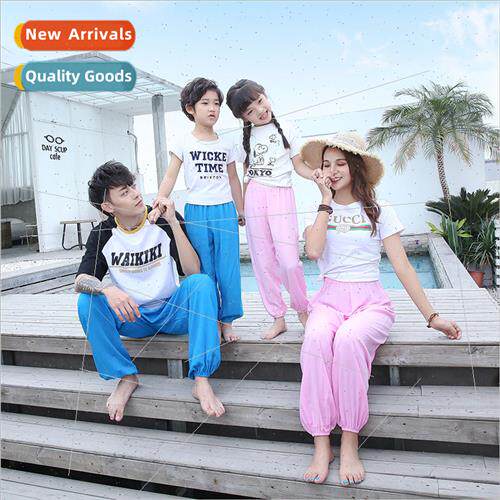 2023 summer new solid color anti-mosquo pants middle large c